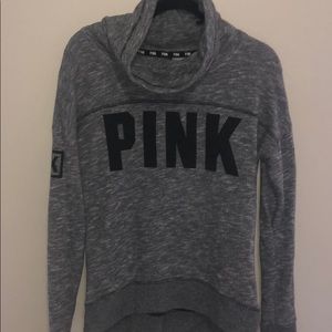 Pink by VS Cowl Neck Dark Heather Gray Hoodie
